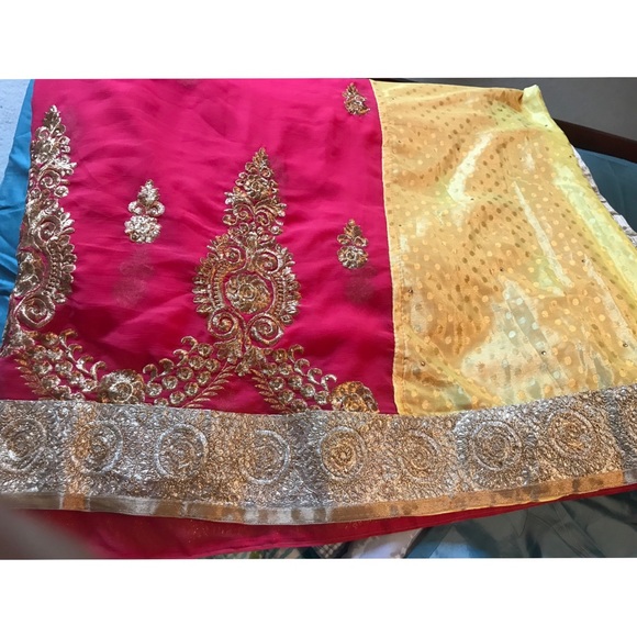 Party wear Georgette half and half saree!! - Picture 2 of 8